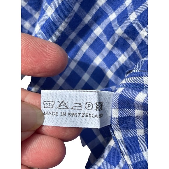 Hugo Boss blue gingham plaid button down shirt size 40‎ - Picture 5 of 7